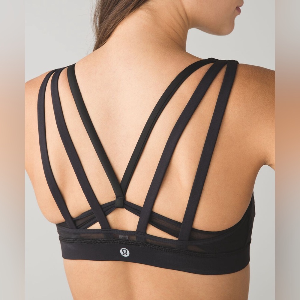 Women’s lululemon athletica Black Multi Strap Energy Bra Exhale Gym Sports Bra 8